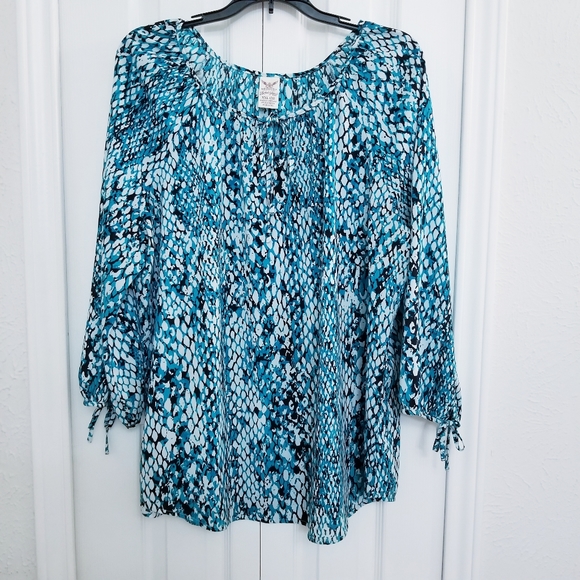 Snake Print Peasant Blouse - Picture 3 of 11